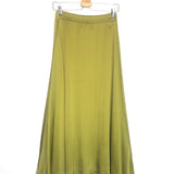 Olive Green Satinated Midi Skirt - One Size