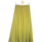 Olive Green Satinated Midi Skirt - One Size