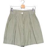 Olive Green with White Stripes Cotton-blend Bermuda Shorts - Size S
