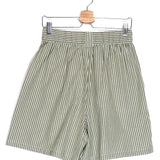 Olive Green with White Stripes Cotton-blend Bermuda Shorts - Size S