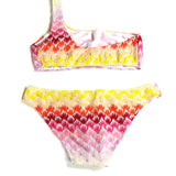 One Shoulder Degrade Metallic Crochet-knit Bikini / MISSONI - Size IT 40