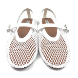 Optical White Fishnet Leather Ballet Flats / ALAIA - Size 42