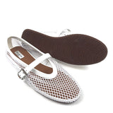 Optical White Fishnet Leather Ballet Flats / ALAIA - Size 42