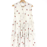 White/Orange Flower Embroidered Tiered Sleeveless Midi Dress / CHLOE - Size 38