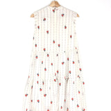White/Orange Flower Embroidered Tiered Sleeveless Midi Dress / CHLOE - Size 38