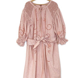 Powder Pink Gingham Cutwork Smocked Cotton Midi Dress / INNIKA CHOO - Size 2