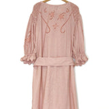 Powder Pink Gingham Cutwork Smocked Cotton Midi Dress / INNIKA CHOO - Size 2