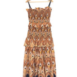 Orange HERA Saffron Smocked Maxi Dress / LIBERTY LONDON - Size UK 8