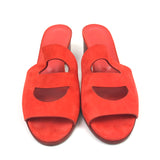 Orange MONA Suede Slide Sandals / HERMES - Size 38