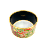 Orange Multicolor Printed Enamel Palladium-plated Extra Wide (3,5cm) Bangle / HERMES - Size 19