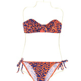 Orange & Navy Printed Bandeau Bikini / ERES