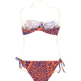 Orange & Navy Printed Bandeau Bikini / ERES