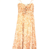 Orange PAGGY Floral Paisley-print Tie-front Linen Midi Dress / ZIMMERMANN - Size 2