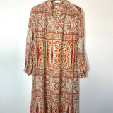 Orange Printed Cotton Voile Midi Dress / V DE VINSTER - Size S