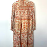 Orange Printed Cotton Voile Midi Dress / V DE VINSTER - Size S