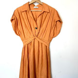 Orange Twist-front Twill Mini Shirt Dress - model SIGRID / SANDRO - Size 36