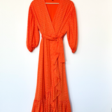 Orange Wrap Midi Dress - model RILANT / MAJE - Size 36