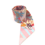 Orange/Beige LES CHIENS PARISIENS Silk Twilly Scarf Designed By Matthieu Cossé / HERMES - Size 5 x 86 cm
