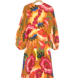 Orange/Pink Cashew Floral Midi Dress / FARM RIO - Size XS