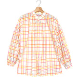 Orange/Yellow Checked Cotton Long Sleeves Shirt - One Size