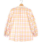 Orange/Yellow Checked Cotton Long Sleeves Shirt - One Size