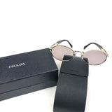 Pale Gold / Light Purple Engraved Logo Oval Sunglasses / PRADA