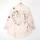 Pale Pink Reef Break Embroidered Denim Shirt Jacket / FREE PEOPLE - Size US M