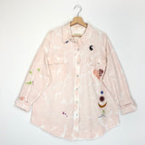 Pale Pink Reef Break Embroidered Denim Shirt Jacket / FREE PEOPLE - Size US M