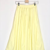 Pale Yellow Cotton Midi Skirt - One Size