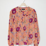 Papaya Floral Print Silk-blend Blouse - model BRUNILLE / ISABEL MARANT - Size 40