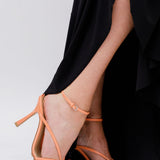 Papaya Leather STRETCH Sandals with Square Sole / BOTTEGA VENETA - Size 39