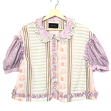 Pastel Color Printed Short Puff Sleeves Blouse / SIMONE ROCHA - Size UK 10