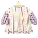 Pastel Color Printed Short Puff Sleeves Blouse / SIMONE ROCHA - Size UK 10