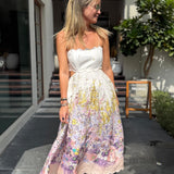 Pastel Floral Print JUDE Scallop Thin Straps Midi Dress / ZIMMERMANN - Size 2