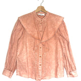 Peach Cotton Ruffled Long Sleeves Blouse / SEA NEW YORK - Size XS