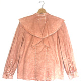 Peach Cotton Ruffled Long Sleeves Blouse / SEA NEW YORK - Size XS