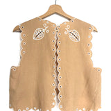 Peach Richilieu Linen Sleeveless Crop Top / FARM RIO - Size S