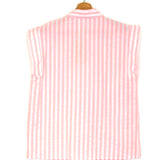 Striped Sequined Palm Embroidered Cotton Short Sleeves Shirt / INSPIRATION STUDIO