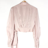 Petal Pink LUNA Cropped Silk-Satin Wrap Top / ZIMMERMANN - Size 1