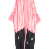 Pink and Black Ombre Palm Tree Embellished Raw Silk Abaya / SANAH YASIN - One Size