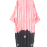 Pink and Black Ombre Palm Tree Embellished Raw Silk Abaya / SANAH YASIN - One Size