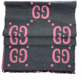 Pink and Grey GG Jacquard Wool Scarf / GUCCI