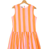 Pink and Orange Striped Bubble Mini Dress / LA VESTE - Size M