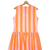 Pink and Orange Striped Bubble Mini Dress / LA VESTE - Size M