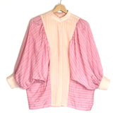 Pink and Yellow Striped Puffed Sleeves Cotton Blouse / BY MARY - Size S