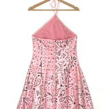 Pink Bandana Print Halterneck Mini Dress / MAYKA - Size M