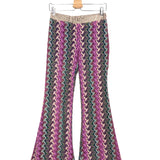 Pink CALVI Crocheted Waist Band Flared Pants / VIE TA VIE - Size 38