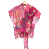 Pink Embroidered Sleeveless Kimono Jacket / FARIDA - One Size