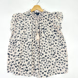 Pink Floral Cotton and Silk Ruffled Blouse / ULLA JOHNSON - Size 0