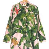 Pink Floral Linen-blend Long Sleeves Playsuit / FARM RIO - Size S